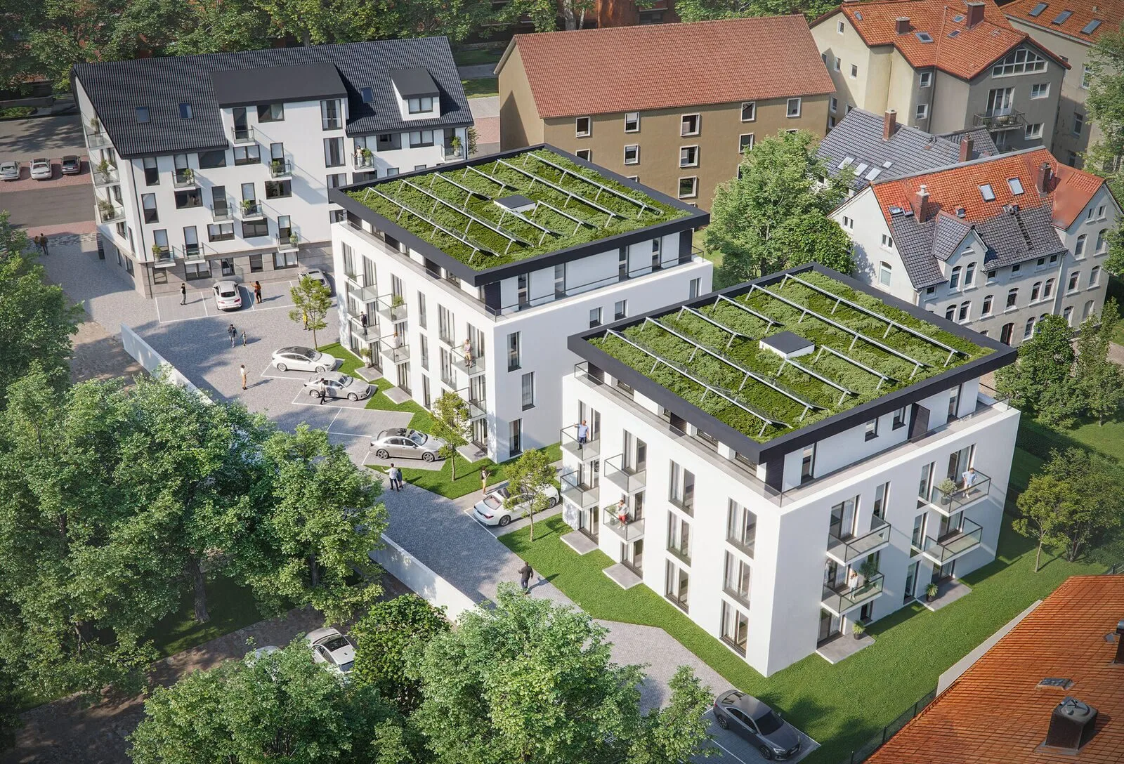 3D Außenansicht Mehrfamilienhaus
